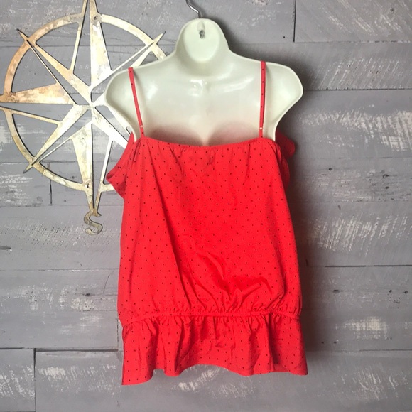 Cute red ruffle cami with black polka dots - Picture 4 of 7